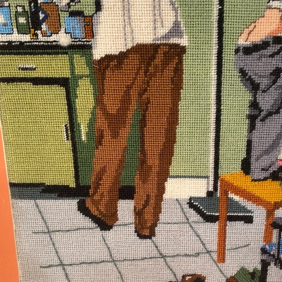 Vintage Norman Rockwell Needlepoint Large Wall Art Doctor Office 70s 18”x20” - Picture 6 of 11